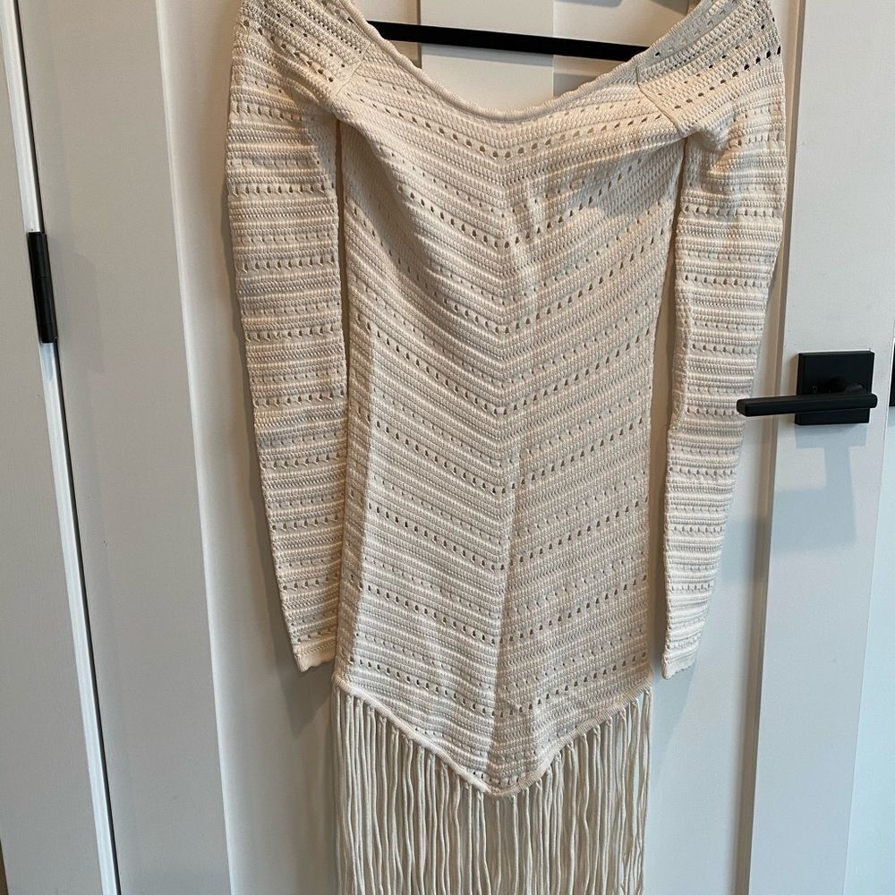 Ronny Kobo Designer White Boho Festival Crochet Fringed Dress NWOT XS - Picture 1 of 4